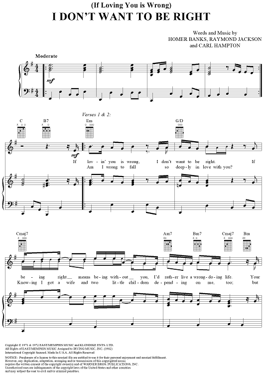 (If Loving You Is Wrong) I Don't Want to Be Right