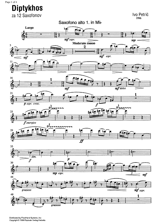 Diptykhos - E-flat Alto Saxophone 1