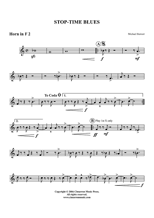 Stop-Time Blues - Horn 2 in F