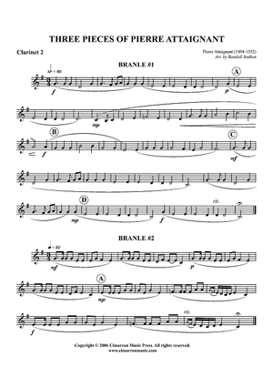 Three Pieces by Pierre Attaignant - Clarinet 2