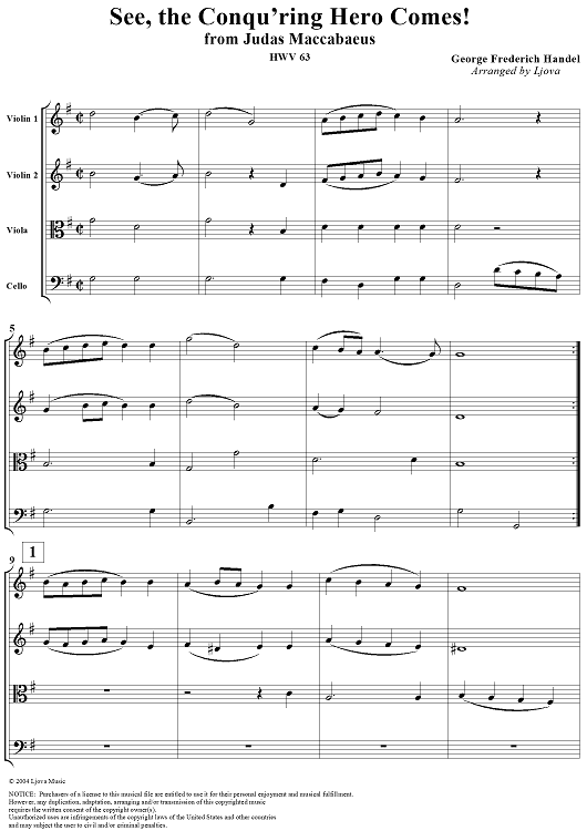 See, the Conqu'ring Hero Comes! - Score