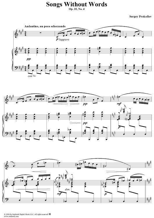 Songs Without Words, Op. 35, No. 4 ''Andantino, un poco scherzando''