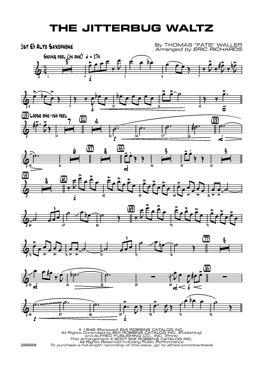 The Jitterbug Waltz - E-flat Alto Saxophone 1
