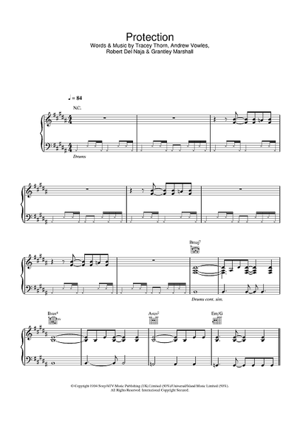 Protection" Sheet Music by Massive Attack for Piano/Vocal