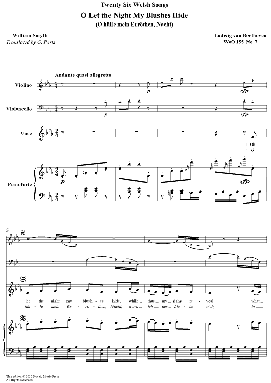 O Let the Night My Blushes Hide - from 26 Welsh Songs