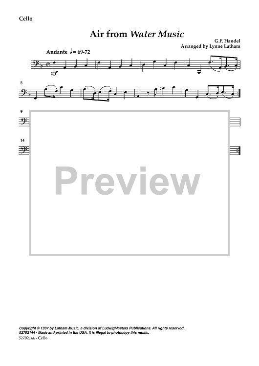 Air from Water Music - Cello