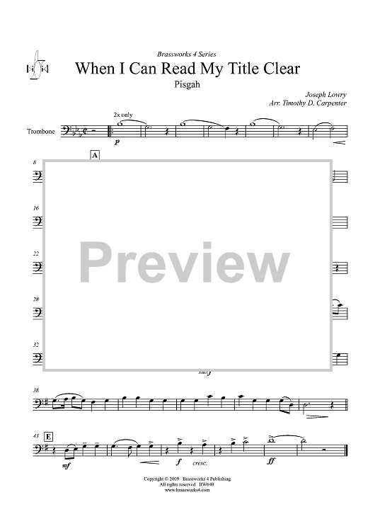 When I Can Read My Title Clear - Trombone