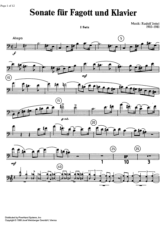 Sonata for Bassoon and Piano - Bassoon