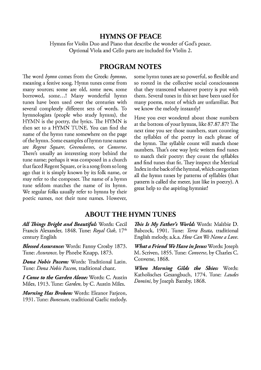 Hymns of Peace for 2 Violins and Piano - Piano