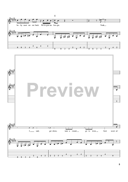 Boot Scootin' Boogie" Sheet Music by Brooks & Dunn for Guitar Tab