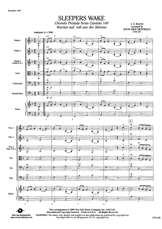 Sleepers Wake - Choral Prelude from Cantata 140 - Score