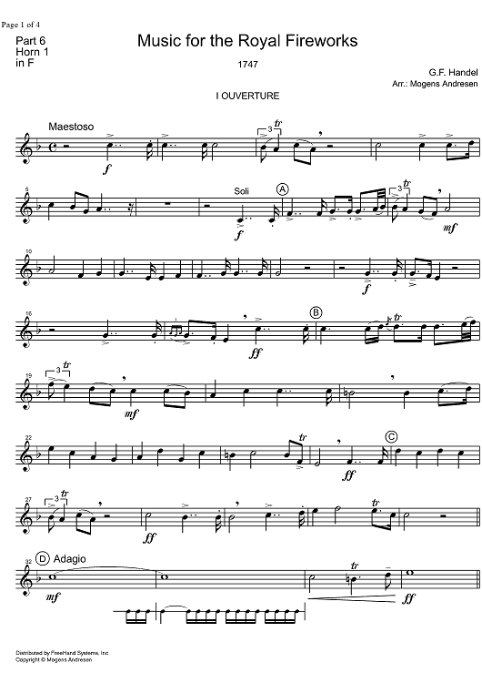 Music for the Royal Fireworks HWV 351 - Horn in F 1