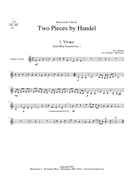 Two Pieces by Handel - Trumpet 2 in Bb