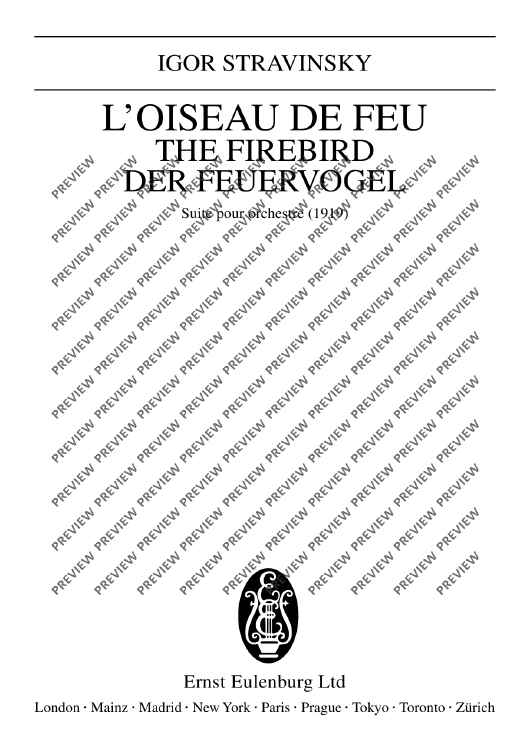 The Firebird (L'Oiseau de feu / Der Feuervogel) - Full Score