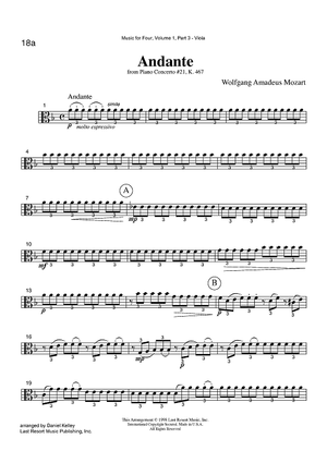 Andante - from Piano Concerto #21, K. 467 - Part 3 Viola