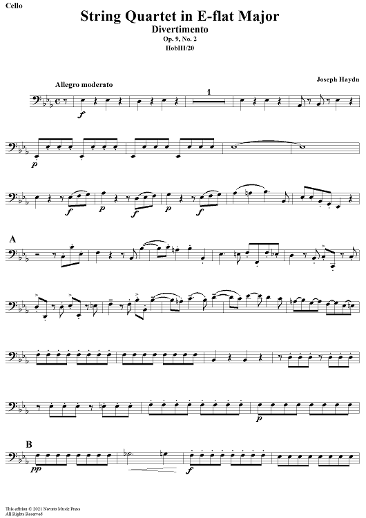 Divertimento in E-Flat Major, Op. 9, No. 2 - Cello