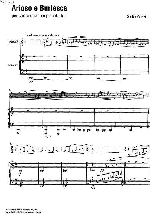 Arioso e Burlesca - Score