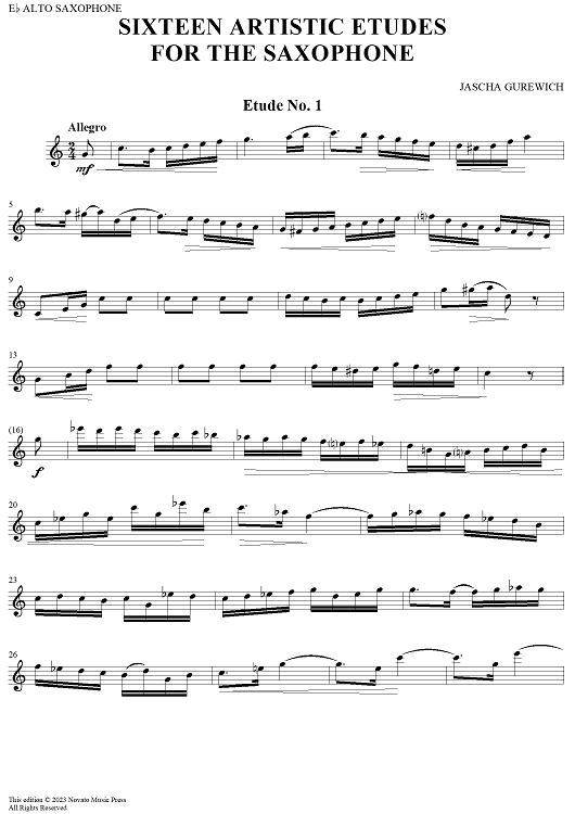 Sixteen Artistic Etudes for the Saxophone: Etudes 1 - 8