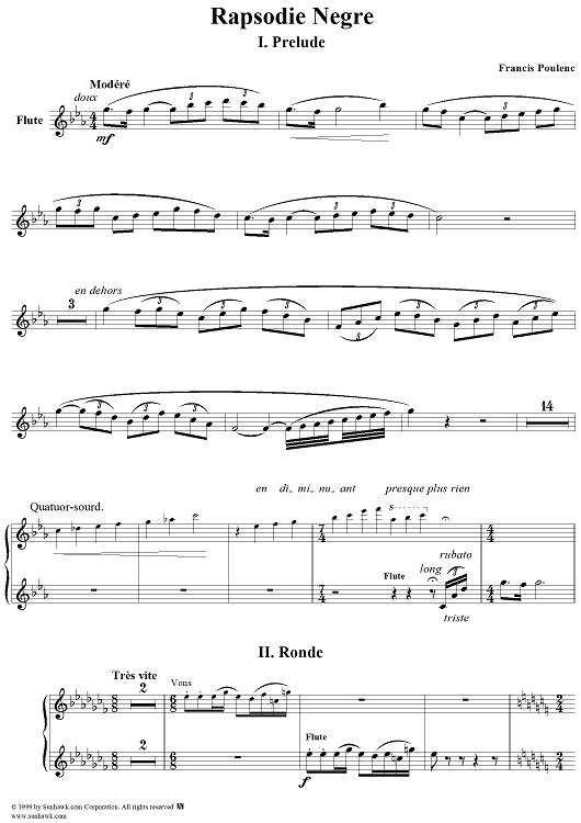 Rapsodie Nègre - Flute