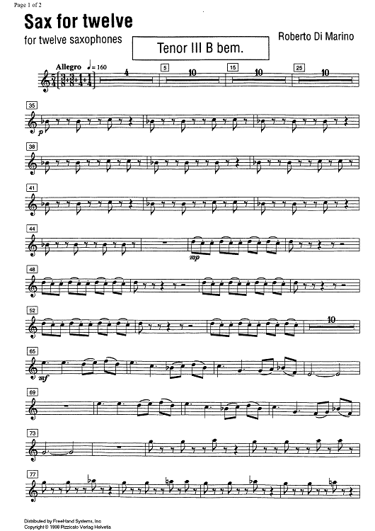 Sax for twelve - B-flat Tenor Saxophone 3