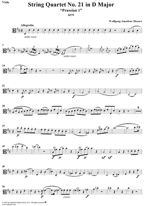 String Quartet No. 21 in D Major, K575 - Viola