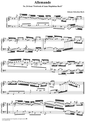 Allemande, No. 2b from "Notebook for Anna Magdalena Bach"