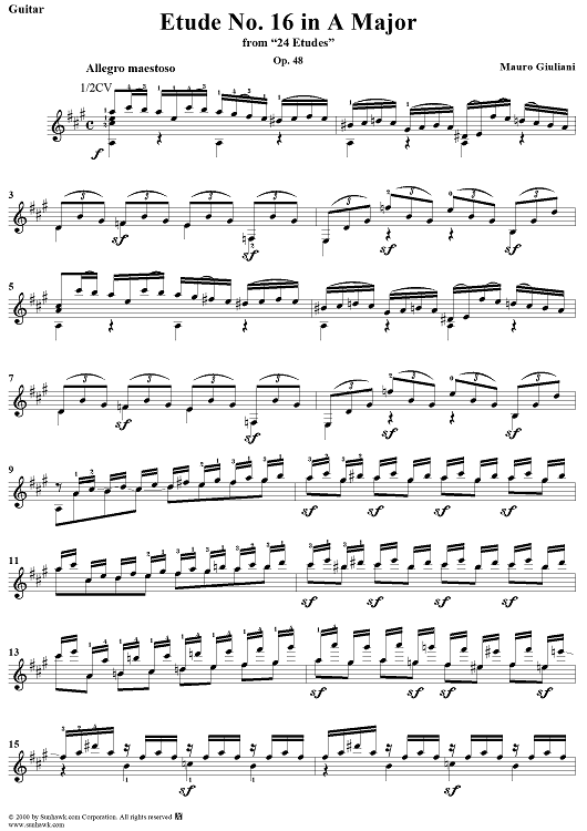 Twenty-Four Etudes, op. 48, no. 16 in A major