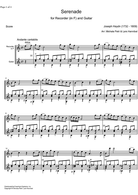 Serenade - Score