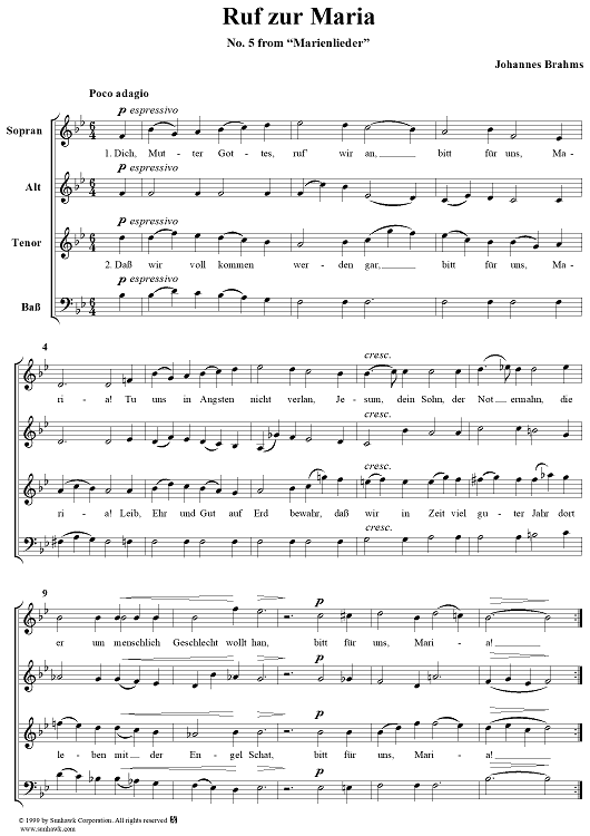 Ruf zur Maria - No. 5 from "Marienlieder", Op. 22