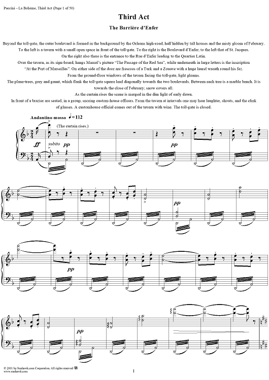 Bohème, Third Act, The Barrière d'Enfer