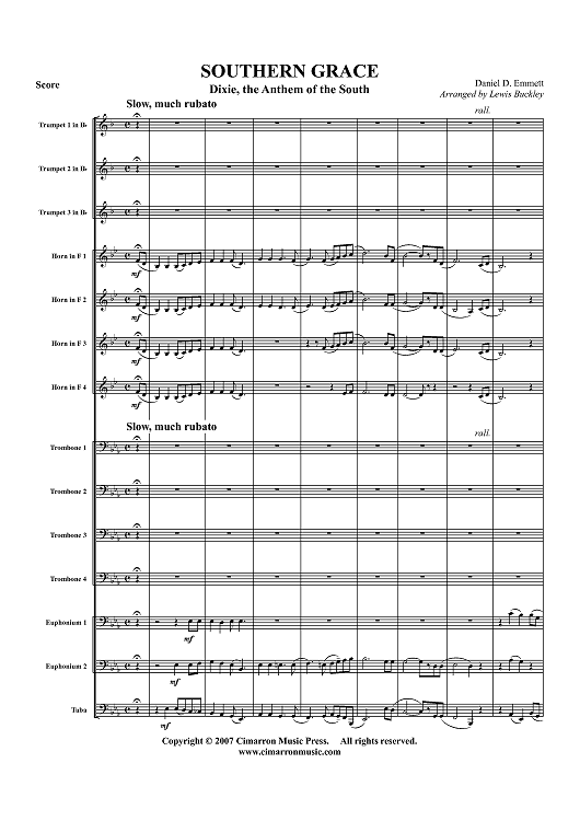 Southern Grace (Dixie, the Anthem of the South) - Score