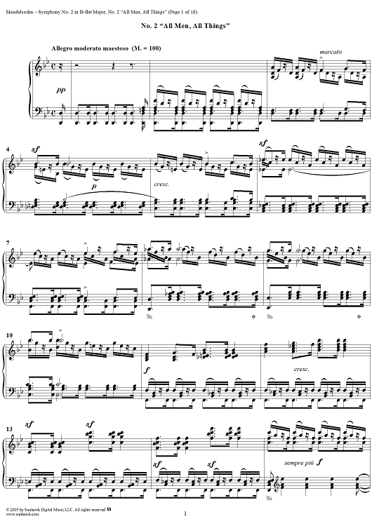 All men, all things (Chorus), No. 2 from Symphony No. 2 in B-flat Major "Hymn of Praise", Op. 52