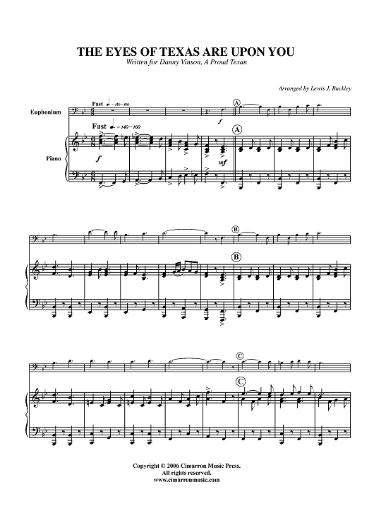 The Eyes of Texas Are Upon You - Piano Score