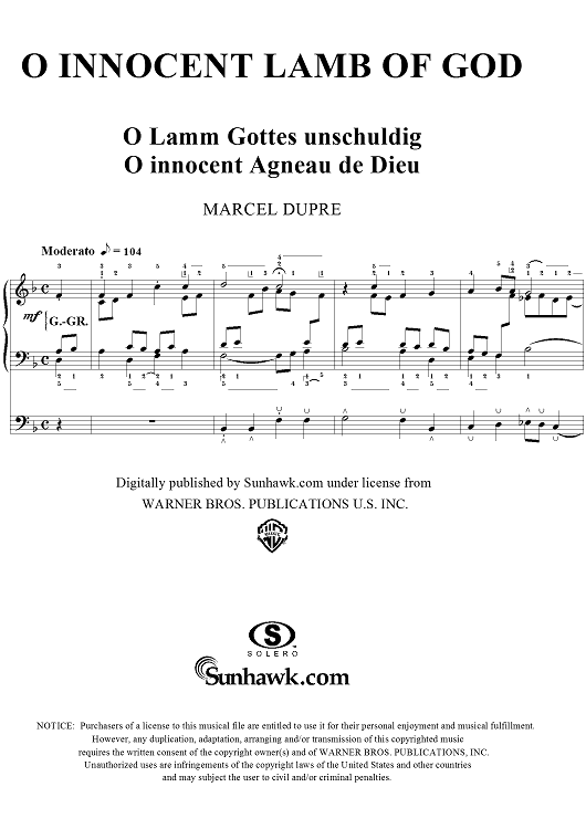 O Innocent Lamb of God, from "Seventy-Nine Chorales", Op. 28, No. 61