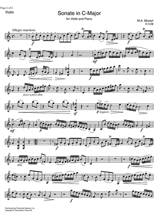 Sonata No.13 C Major KV28 - Violin