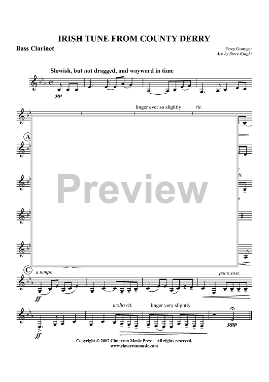 Irish Tune From County Derry - Bass Clarinet