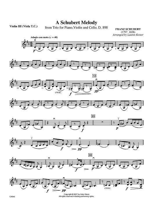 A Schubert Melody - Violin 3