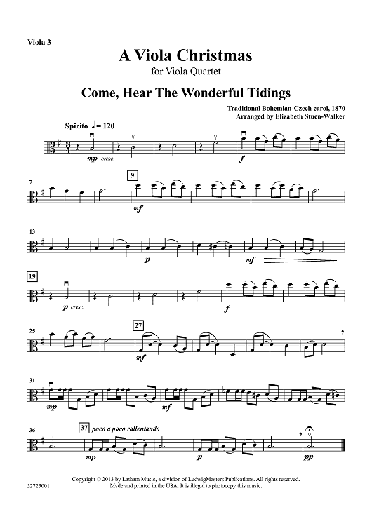 A Viola Christmas for Viola Quartet - Viola 3