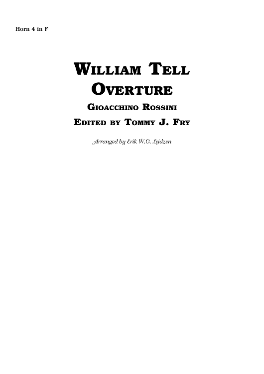 William Tell Overture - Horn 4 in F