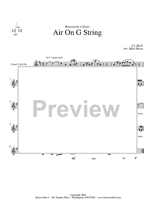Air on G String - Cornet 2/Trumpet 2