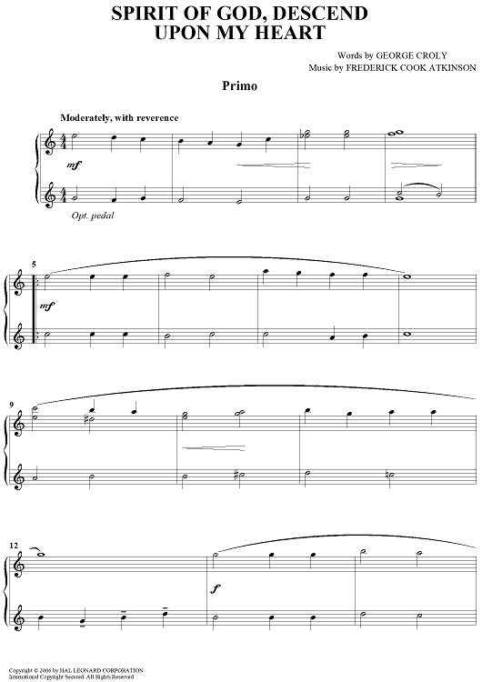 Spirit of God, Descend Upon My Heart