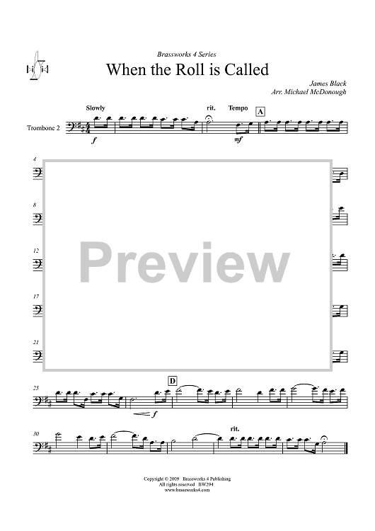 When the Roll is Called - Trombone 2