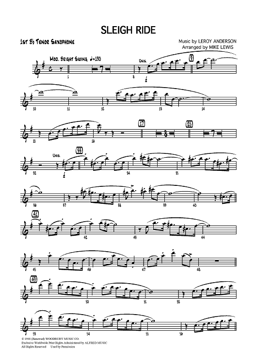 Sleigh Ride - B-flat Tenor Saxophone 1
