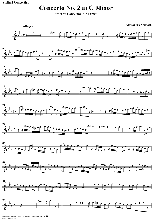 Concerto No. 2 in C Minor from "6 Concerti Grossi" - From "6 Concertos in 7 Parts" - Violin 2 Concertino