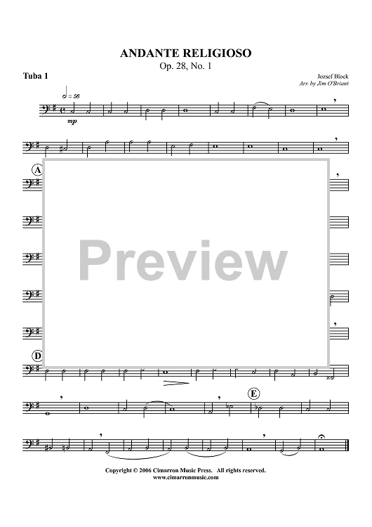Andante Religioso, Op. 28, No. 1 - Tuba 1