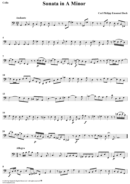 Sonata in A Minor - Cello