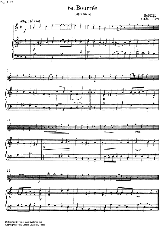 Bourrée (Op. 5 No. 5) and Gavotte (Op. 5 No. 1) - Score