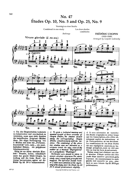 No. 47 - Études Op. 10, No. 5 and Op. 25, No. 9