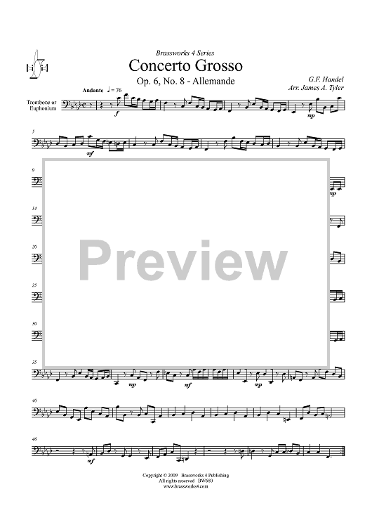 Concerto Grosso, Op. 6, No. 8 - Allemande - Trombone