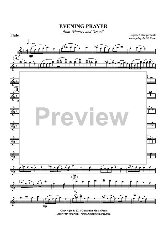 Evening Prayer - from "Hansel and Gretel" - Flute